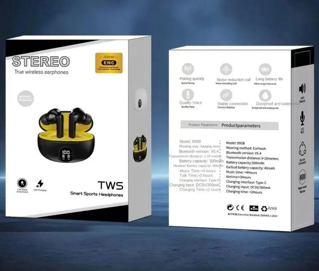 Stereo TWS Wireless Earbuds - Bluetooth 5.3 Headphones with Deep Bass & HD Mic