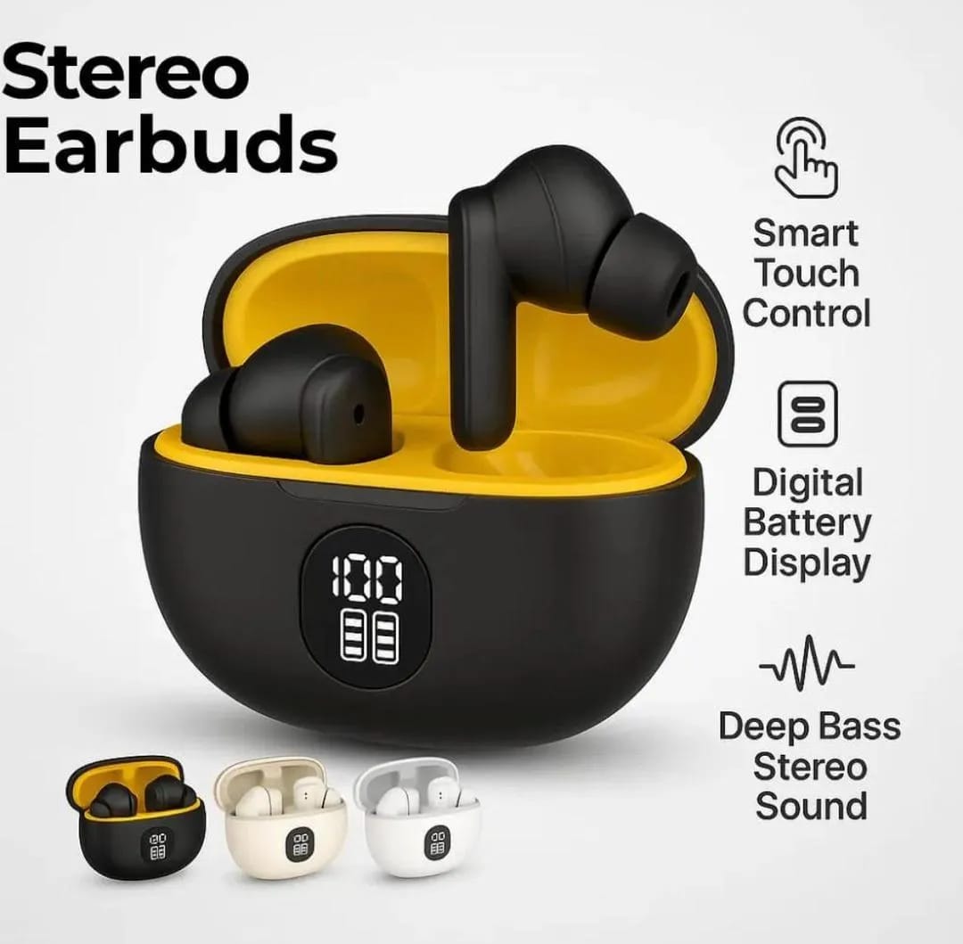 Stereo TWS Wireless Earbuds - Bluetooth 5.3 Headphones with Deep Bass & HD Mic
