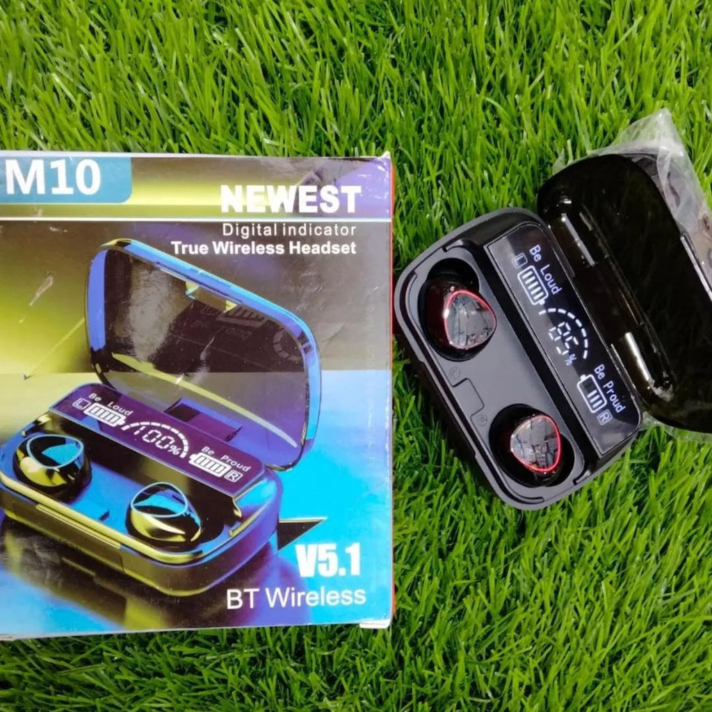 M10 Wireless Bluetooth 5.1 Earbuds – True Wireless Stereo (TWS) Headphones with Intelligent LED Power Display & Touch Control Charging Case