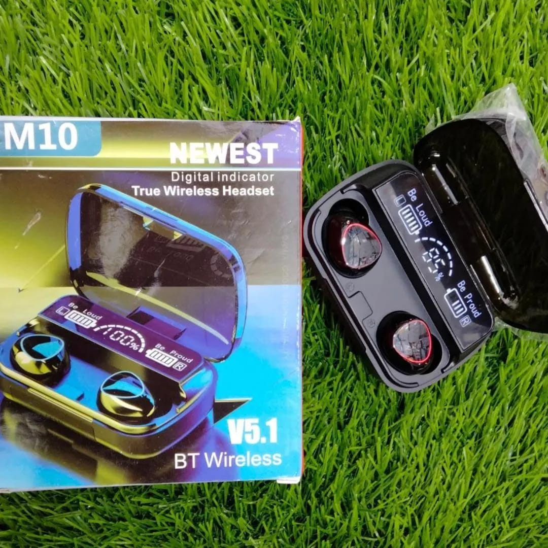 M10 Wireless Bluetooth 5.1 Earbuds – True Wireless Stereo (TWS) Headphones with Intelligent LED Power Display & Touch Control Charging Case